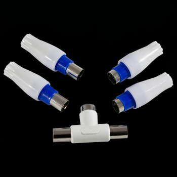 Lot 5 fiches antenne TV 9,52mm mâle / femelle / Té