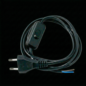 Câble electrique serti Noir + Interrupteur - 1,5m / 2G0,75mm²