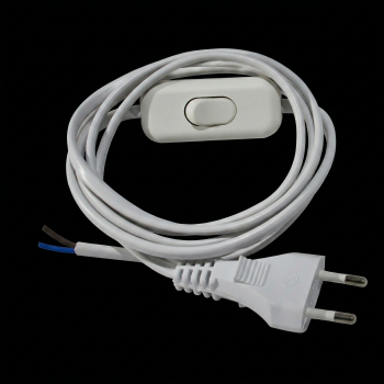 Câble electrique serti Blanc + Interrupteur - 1,5m / 2G0,75mm²