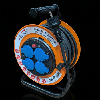 Enrouleur électrique Chantier IP44 25m / 3G1,5mm² - H07RN-F - 4x16A(2P+T)