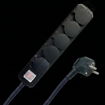 Bloc Multiprise Etanche avec interrupteur 5x16A(2P+T) - Câble 1,5m 3G1.5mm² H07RN-F / IP44