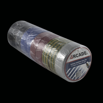 Lot 10 adhésifs isolant 10m résistant jusqu'à 90° (noir, bleu, rouge, jaune / vert, blanc)